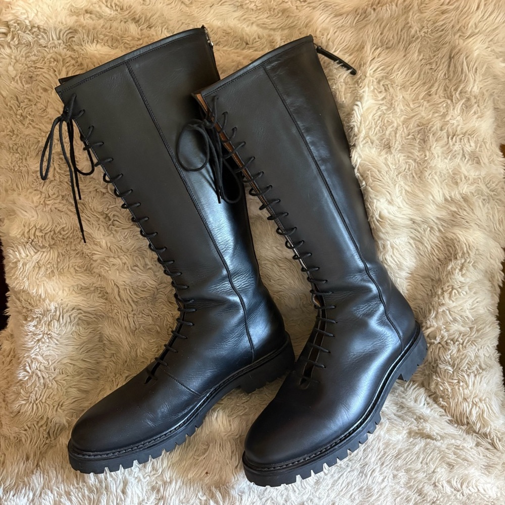 LEGRES Style 11 Laceup Leather Knee Boots - Picture 4 of 10